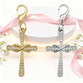 Rhinestone Infinity Cross Lobster Clasp Charm Gold Silver view 4