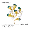 Enamel Leaf and Pearl Branch Brooch in 2 Color Styles view 6