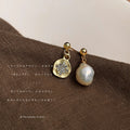 Gold Asymmetric Baroque Pearl And Crystal Disc Stud Earrings view 4