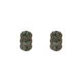 Antique Dark Metal Olive Green Crystal Three-Stone Studs view 5