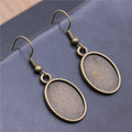 Plain Oval Bezel Drop Earrings in Four Size-Finish Options view 6