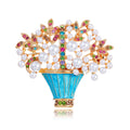 Floral Bouquet Crystal Enamel Metal Brooch Pin for Jackets and Lapels view 1