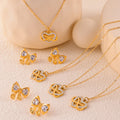 Bow Crystal Stud Earrings Heart Infinity Pendant Necklace view 2
