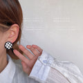 Black White Checkered and Zebra Pattern Stud Earrings view 3