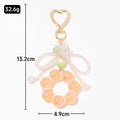 Iridescent Bead Ring Keychain Heart Clasp Flower Five Colors view 3