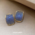 Ombre Crystal Rectangle Stud Earrings in Three Colors view 4