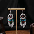 Forty-Three Bohemian Bead Feather and Tassel Hook Earrings view 6