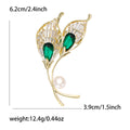 Green Calla Lily Dual Crystal Brooch with Pearl Accent view 5