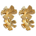 Gold-Tone Textured Dual Flower Convertible Drop Earrings view 5