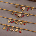 Gold Snake Chain Necklaces With Bell Bee Chili Charms view 4