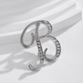 Silver Tone Initial Letter Crystal Twenty-Six Designs Metal Brooch Pin view 2