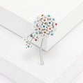 Delicate Flower Branch Crystal Brooch in Gold or Silver Tone view 4