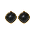 Square Leather Look Gold Tone Stud Statement Earrings view 5