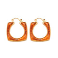 Brown Resin Open Square Hoop Earrings Jewelry Design view 5