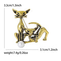 Antique Gold Silver Twin Cats Brooch Pearl Accent Pin view 4