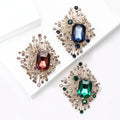 Geometric Starburst Crystal Brooch in Blue Green or Mauve view 3