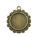 Floral Border Antique Bronze Round Pendant Setting view 1
