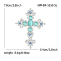 Openwork Cross Brooch With Cat Eye Stones in Two Colors view 5
