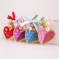 Heart Rose Rhinestone Keychain With Ribbon Bow And Pearl-Like Beads view 10