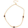 Gold Tone Beaded Necklace With Brown Round Accents view 5