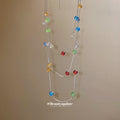 Multicolor Beaded Fine Chain Necklace with Playful Drops view 4