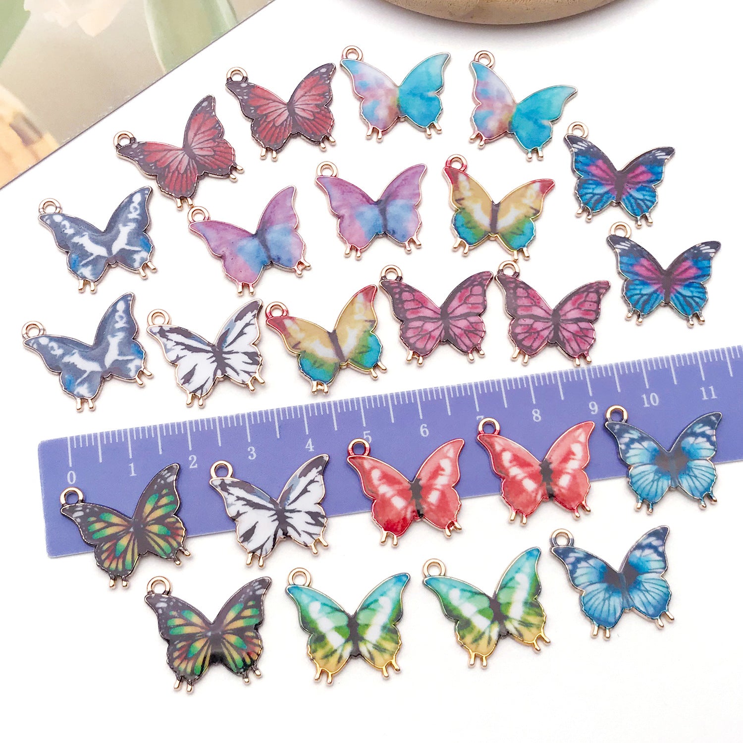Enamel Zinc Alloy Butterfly Charm Pendant for DIY Bracelets Necklaces Keychains