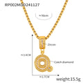 Gold Box Chain Necklace With Zircon Initial Letter Pendant view 11