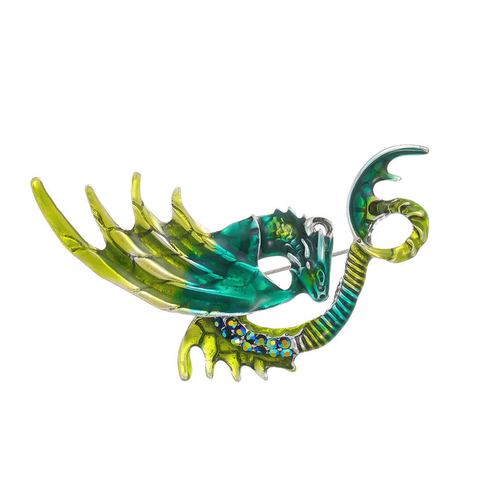 Winged Dragon Enamel Two Designs Metal Brooch Pin 7.4 x 4.5 cm