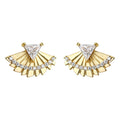 Gold Fan Triangle CZ Stud Earrings Pavé Crystal Arc view 5