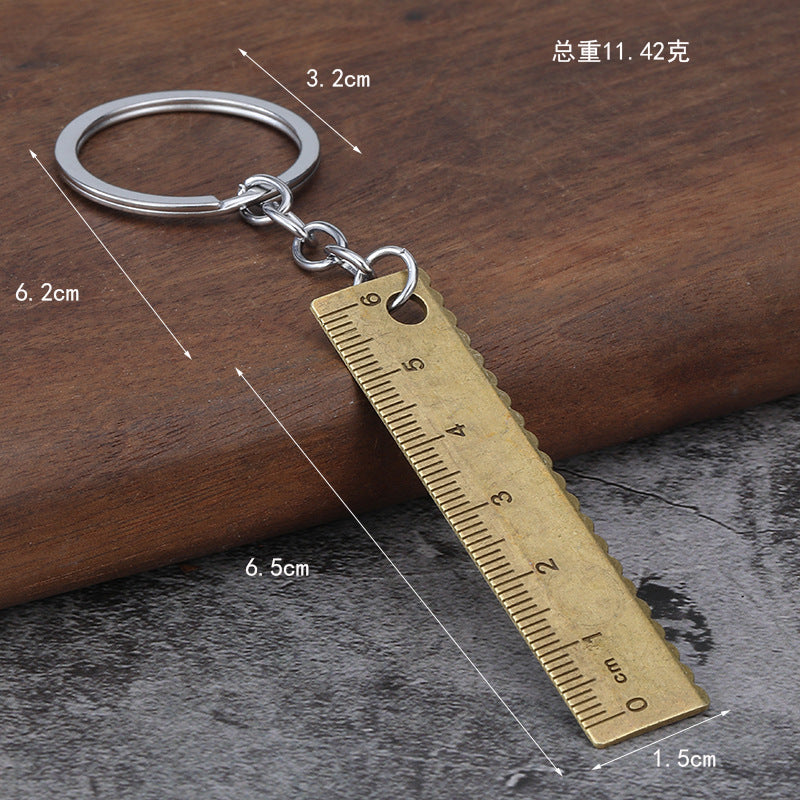 Mini Ruler Zinc Alloy Measuring Tool Keychain Pendant