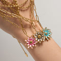 Double Layer Daisy Pendant Necklace in Three Enamel Colors view 2