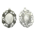 Floral Leaf Oval Cabochon Settings for Jewelry Making view 2