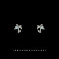 Silver Tone Aqua Stone Palm Tree Stud Earrings For Women view 3