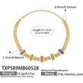 Cat Eye Enamel Station Necklace Bracelet Multi Color view 7