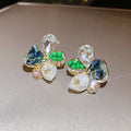 Multicolor Crystal Flower Cluster Stud Earrings in Two Palettes view 6
