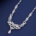 Black Silver Tone Crystal Leaf Teardrop Crystal Metal Necklace view 2