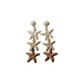 White and Beige Woven Starfish Cascade Stud Earrings view 5