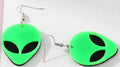 Silver Tone Fluorescent Acrylic Alien Head Hook Earrings in Five Colors view 6