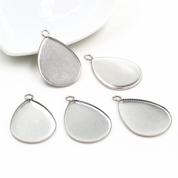Stainless Steel Teardrop Cabochon Trays for Jewelry Making