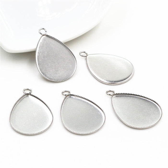 Stainless Steel Teardrop Cabochon Trays for Jewelry Making