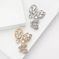 Dual Butterfly Rhinestone Brooch Clear Stones Two Tones view 1