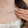 Gold Butterfly Pearl Necklace and Zircon Butterfly Bracelet view 4