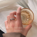 Silver Tone Wide Irregular Textured Open Ring For Women view 2