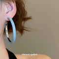 Denim Wrapped Hoop Earrings in Two Blue Shades Jewelry view 3