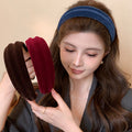 Flocked Velvet Ribbed Wide Padded Headband 5 Colors view 3