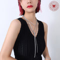 Layered Ball And Zircon Tassel Necklace Steel Tone view 3