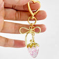 Glitter Resin Strawberry Pendant Bag Charm Keychain With Flower view 4
