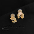 Gold Cat-Eye Cloud Shooting Star Stud and Clip Earrings view 7