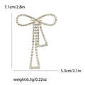 Long Crystal Bow Brooch in Silver and Gold Tone Decorative Lapel Accessory view 4