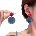 Red And Blue Round Resin Drop Earrings Statement Jewelry view 5